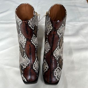 Tory Burch Woman Ruby Snakeskin Aspen Square Toe Retro Leather  Boot Size 7